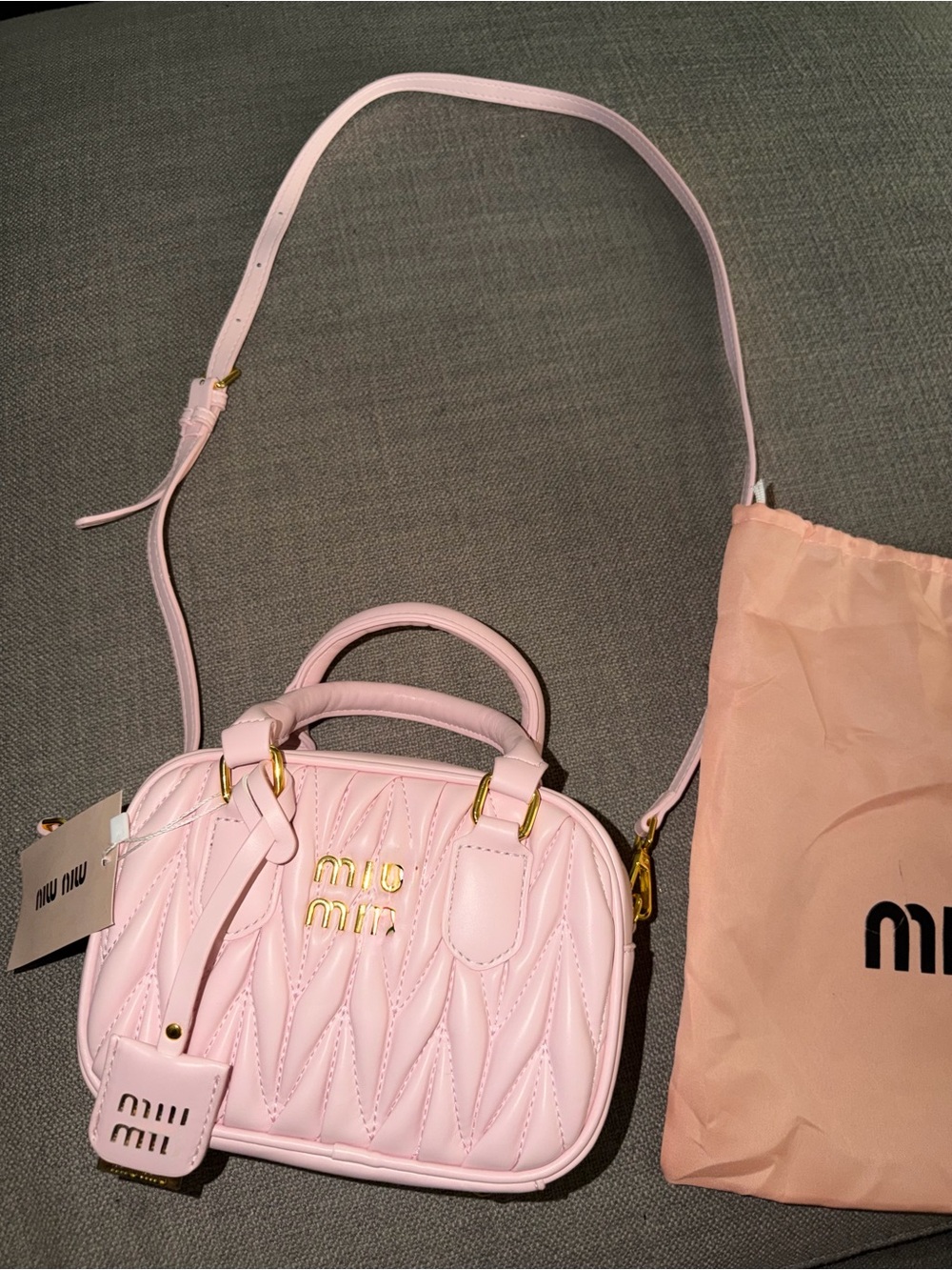 Pink Quilted Leather Crossbody Bag